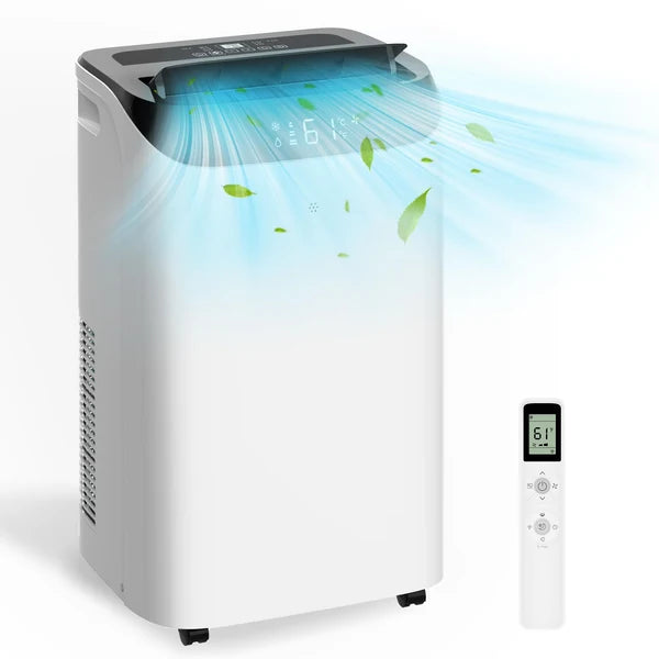 DOMANKI 14000 BTU portable air conditioner with remote control, digital display, 700 square feet range, white