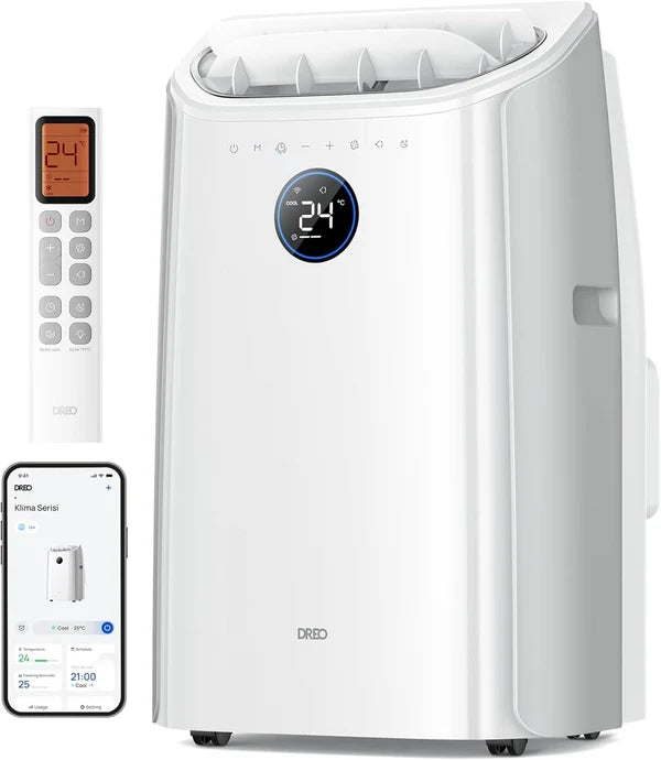 DREO 12000 BTU Portable Air Conditioner, 3-in-1 Cool/Fan/Dry Quiet AC Unit for Bedroom/Office, Smart App/Voice/Remote Control