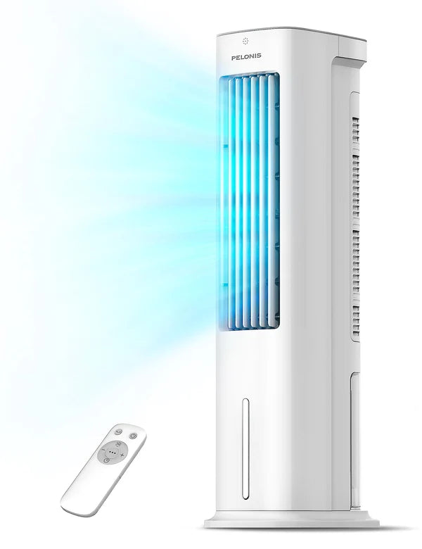 PELONIS 5L Air Cooler, Evaporative Air Cooler with Remote Control, 3 IN 1 Portable with Automatic Oscillation 3 Speeds and 7-Hour Timer